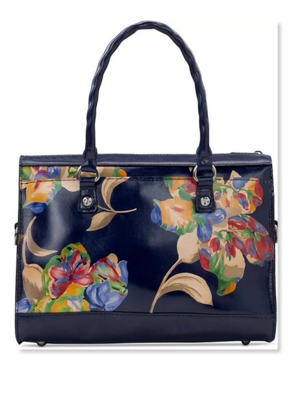 Patricia Nash's Josselin Satchel Blue Floral Leather